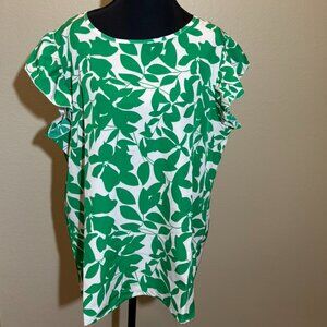 NWOT Tunic Green White Ruffle Short Sleeves Size XL